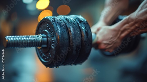 Weightlifting Session at Gym: Intense Moments of Lifting Weights