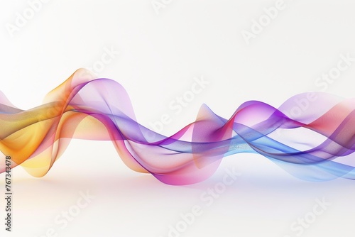 Ribbon in Motion: Multicolored Semitransparent Streamer Drifting over White Background