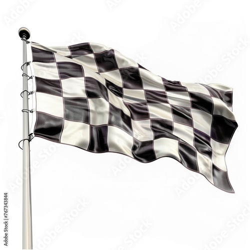 Bandeira axadrezada ao vento. Bandeira formada por quadrados pretos e brancos. final de corridas. photo