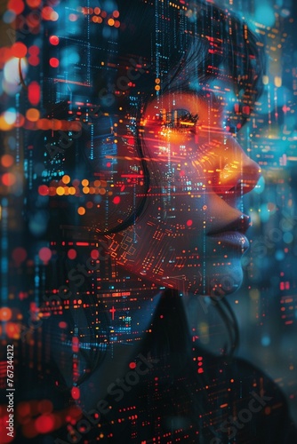 Amidst a sea of pixels and screens, individuals in the digital age morph into avatars, their physical forms melting into the virtual realm, soft lighting