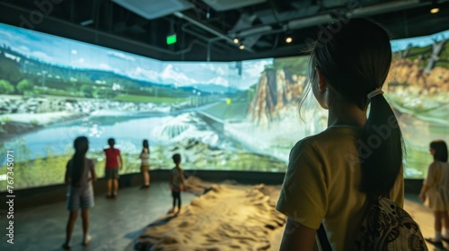 Visitor Experiencing an Interactive Exhibit at a Museum