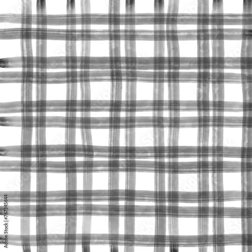 Black Gray Gingham Check Hand Drawn Overlay