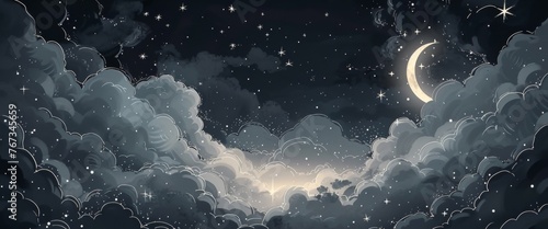 Night Sky with Clouds and Stars photo