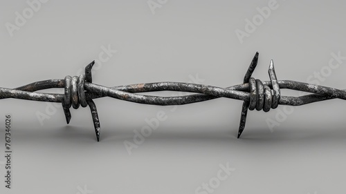 barbed wire against a neutral gray background, evoking feelings of confinement and restriction.