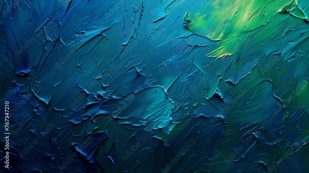Textured 3D surface painted in deep blue and green colors, with a glowing effect Textured 3D surface painted in deep blue and green colors, with a glowing effect