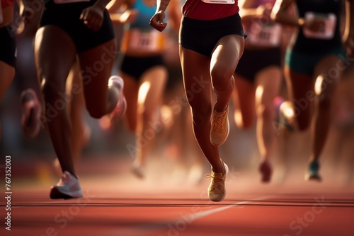 Track and field athletes running