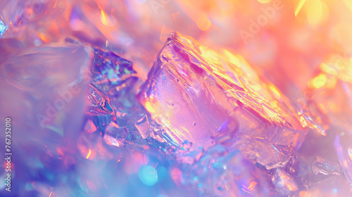 Fundo de cristais de gelo iluminado por v  rias cores em tons de luz neon. Uma cena deslumbrante e vibrante para seus projetos criativos