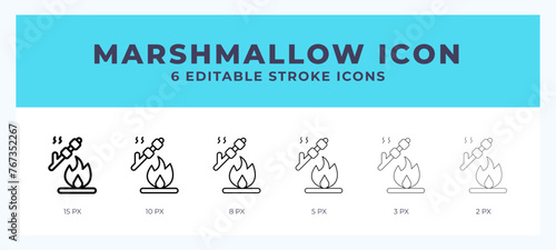 Marshmallow icon symbol. Outline. Lineal icon with editable stroke. photo