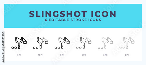 Slingshot icon illustration vector with editable stroke.