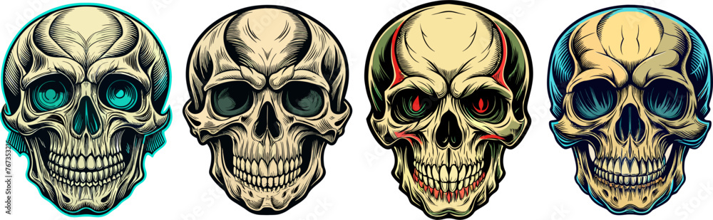 Naklejka premium Minimalist car football drawing bee fog Moon skeleton minimalist fish skull christmas tree sunflower Black Fire Silhouette Vector Graphics element illustration