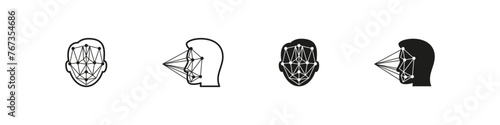Face id vector icon. Facial recognition technology icons.