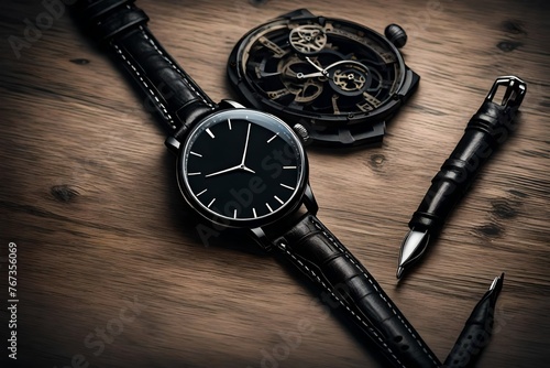 hand watch on the table black colour