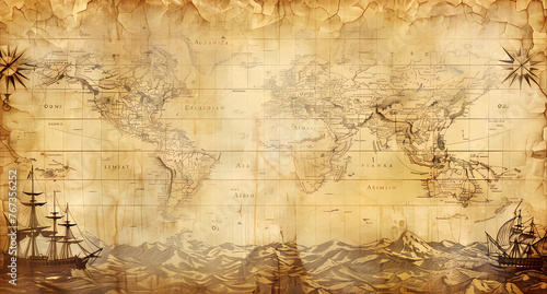 A vintage world map background photo