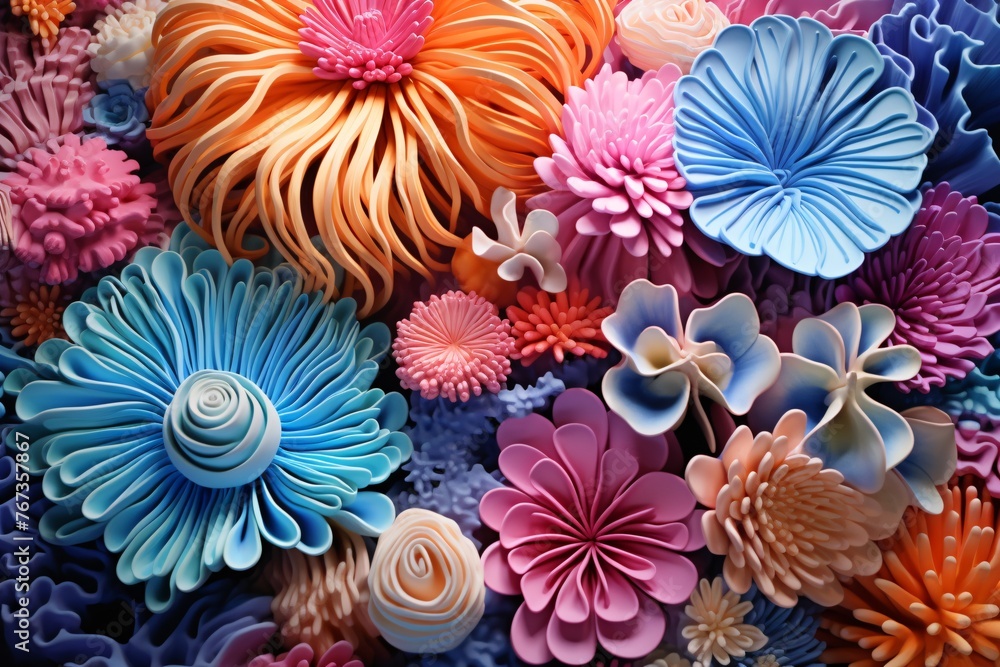 Fototapeta premium Coral reef wallpaper, Sea flower colorful coral reef, Coral reef Background, Underwater coral reef Background, Sea Plants Wallpaper, Colorful coral reef, AI Generative