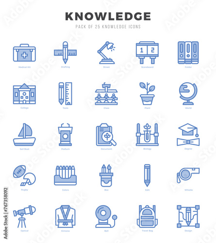 Simple Set of Knowledge Related Vector Two Color Icons.