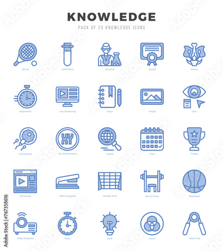 Knowledge Icons Pack. Two Color icons set. Two Color icon collection set.