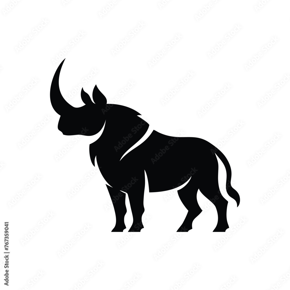 vector a black and white logo of a rhinoceros. vector a black and white logo of a rhinoceros.