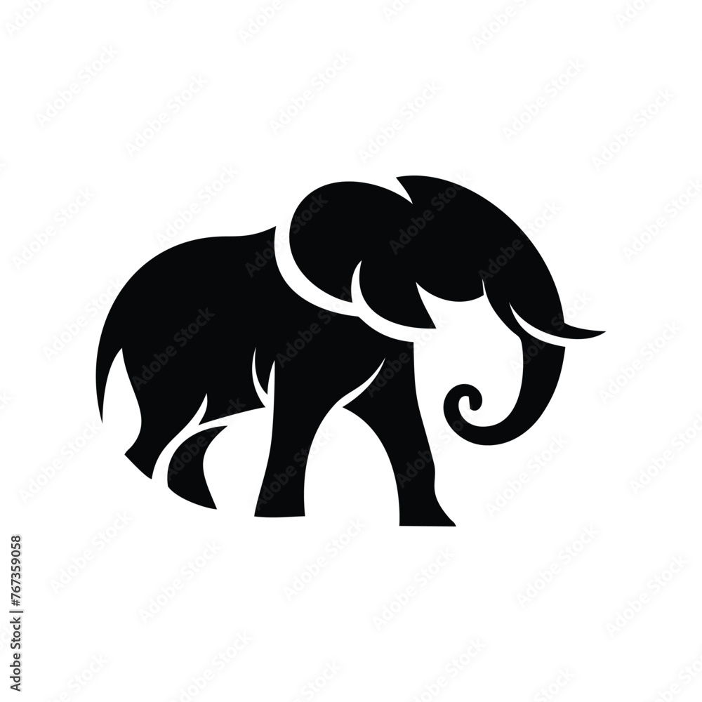 Obraz premium vector a black and white logo of a elephant.
