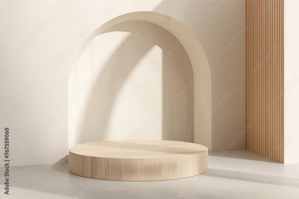 modern round wood platform podium for product presentation showcase modern round wood platform podium for product presentation showcase