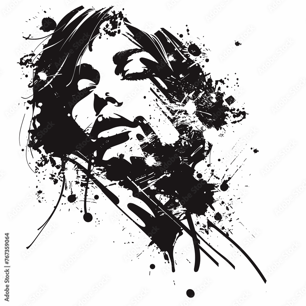 Grunge black and white background with splashes and blots Grunge black and white background with splashes and blots