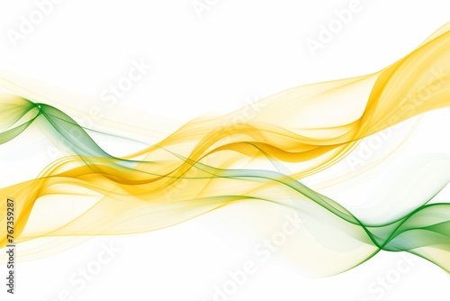 transparent yellow and green swirly wave motion futuristic design white abstract background banner