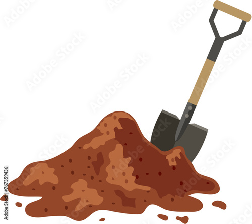 vector heap of soil and shovel