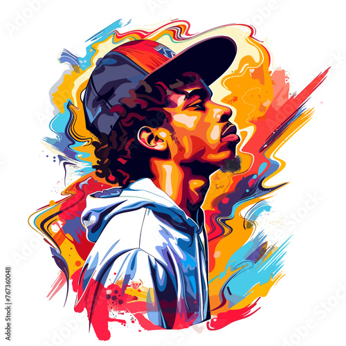 Portrait of young african american man. Vector illustration.