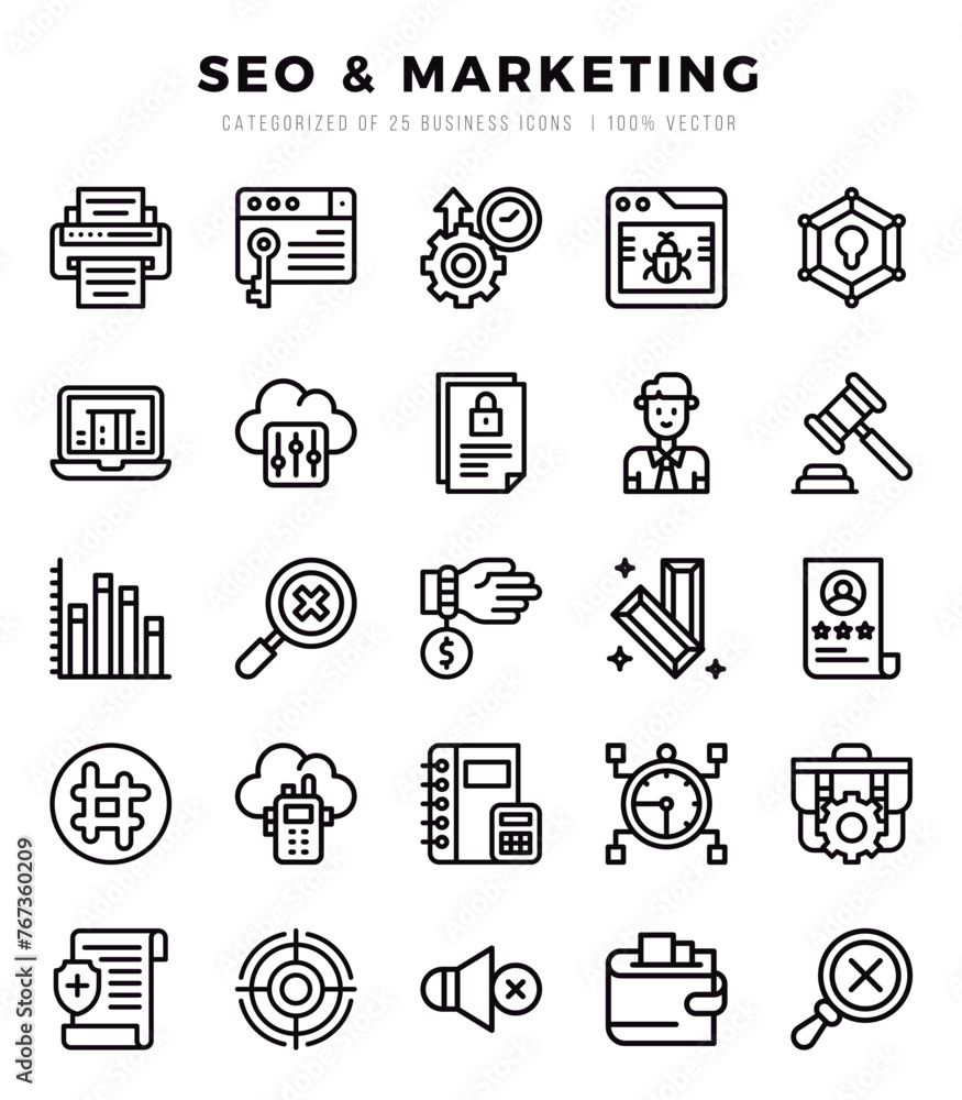 SEO & Marketing Icons bundle. Lineal style Icons. Vector illustration. SEO & Marketing Icons bundle. Lineal style Icons. Vector illustration.