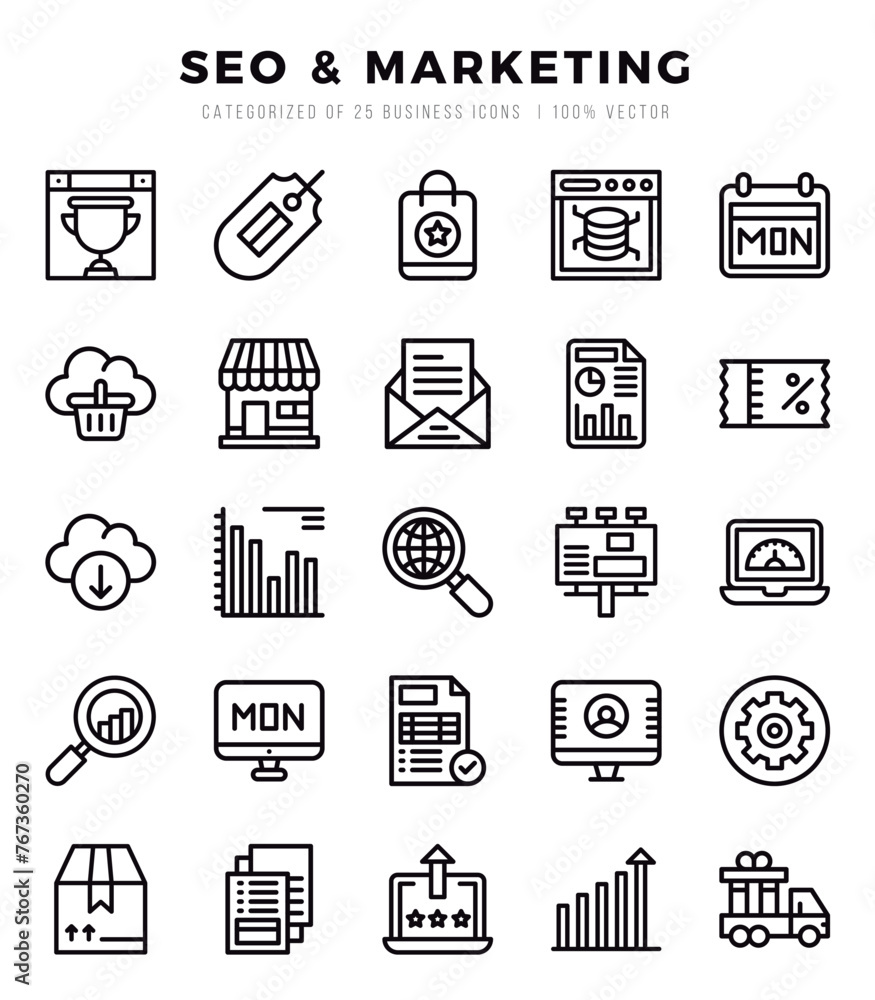 Set of SEO & Marketing icons. Vector Illustration. Set of SEO & Marketing icons. Vector Illustration.