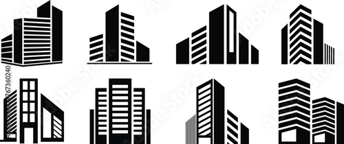 Set of Building icon. apartment sign vector illustration.