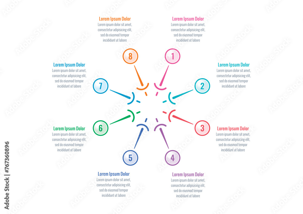 Naklejka premium explosion infographic template. eight steps briefing template. annual report, informational template for magazine. Infographic template for industry, healthcare, business, technology, science