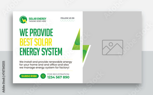 green energy, eco world, bioenergy, solar power, electrical vehicle, eco-friendly youtube thumbnail and web banner template design