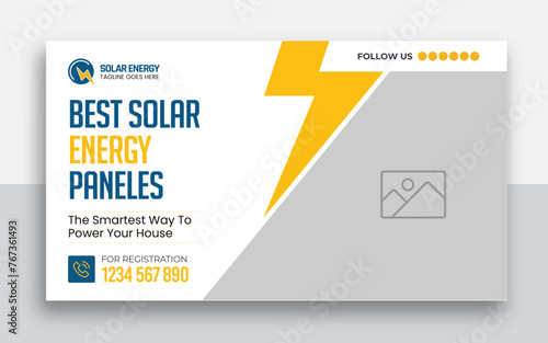 green energy, eco world, bioenergy, solar power, electrical vehicle, eco-friendly youtube thumbnail and web banner template design