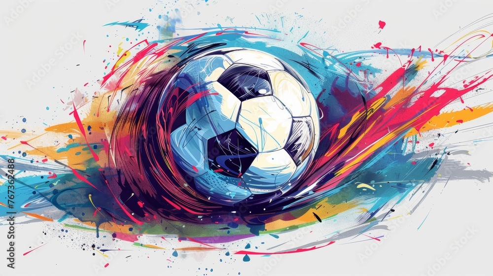 A graffiti-style soccer ball - obrazy, fototapety, plakaty 
