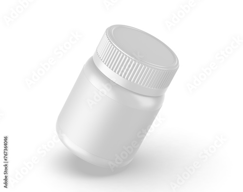 Blank plastic pill container template. 3d illustration.