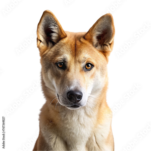 Portrait of dingo  isolated on transparent background.