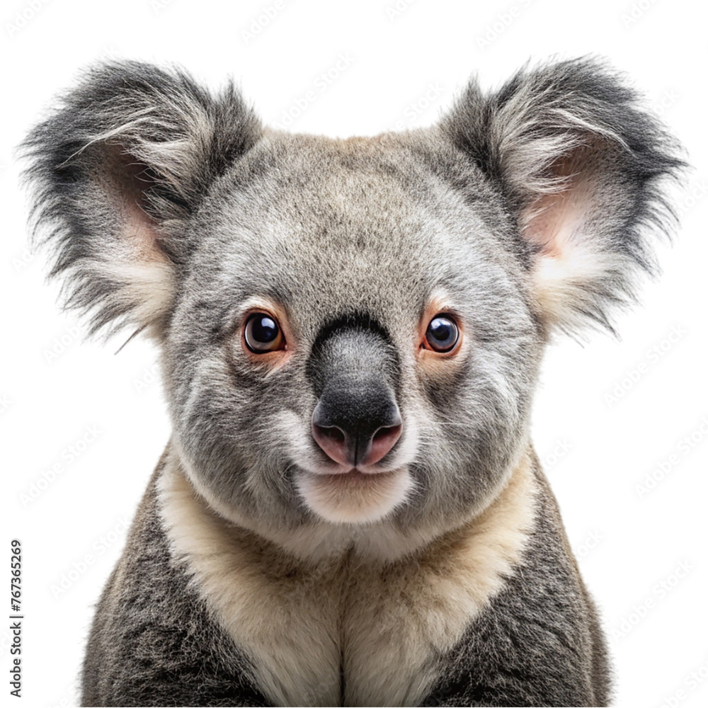 Obraz premium Portrait of koala, isolated on transparent background.