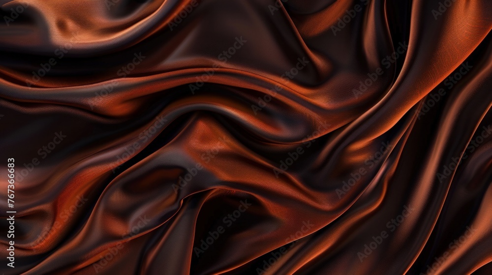 Fototapeta premium An exquisite fabric background featuring a gradient of brown to orange on silk satin