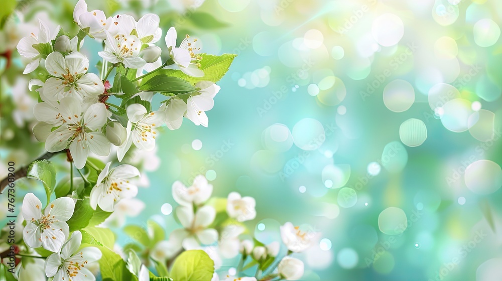 Bright green spring blossoms with a glowing bokeh background, symbolizing new beginnings Bright green spring blossoms with a glowing bokeh background, symbolizing new beginnings