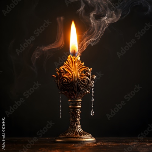 culturally significant decoration featuring a single candle flame