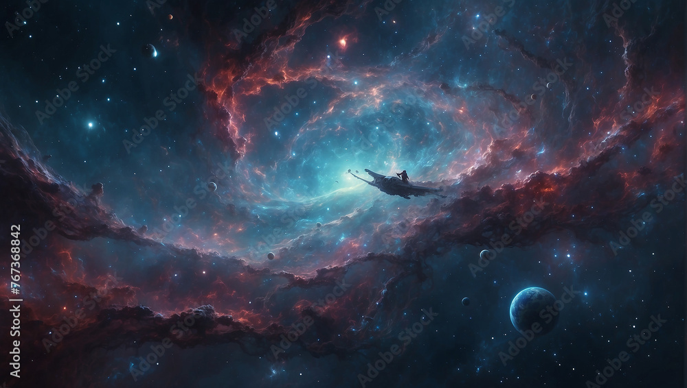 Obraz premium background with stars and planets, background with stars, alien planet in space