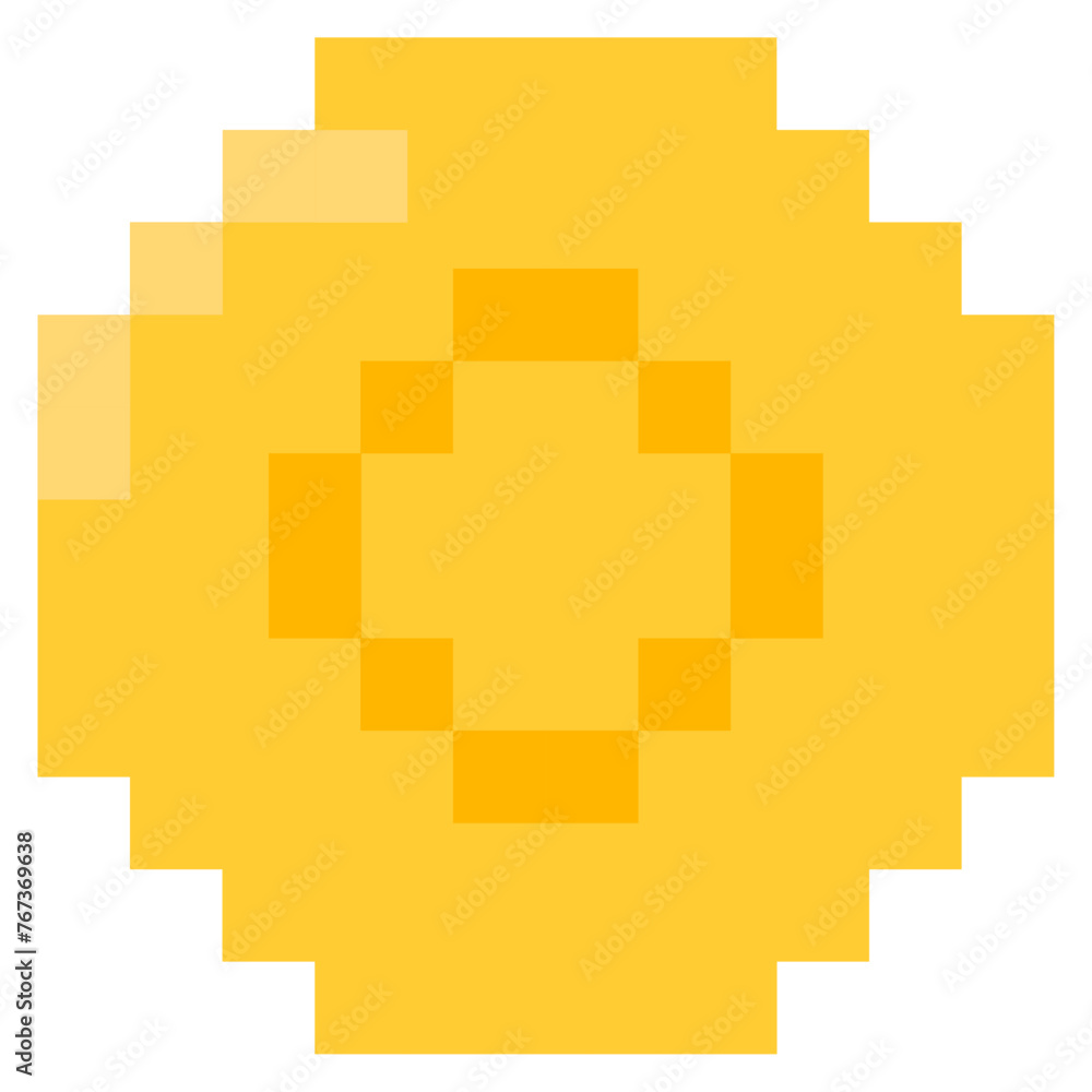 Coin for 8-bit games. Vector icon in pixel art style Coin for 8-bit games. Vector icon in pixel art style
