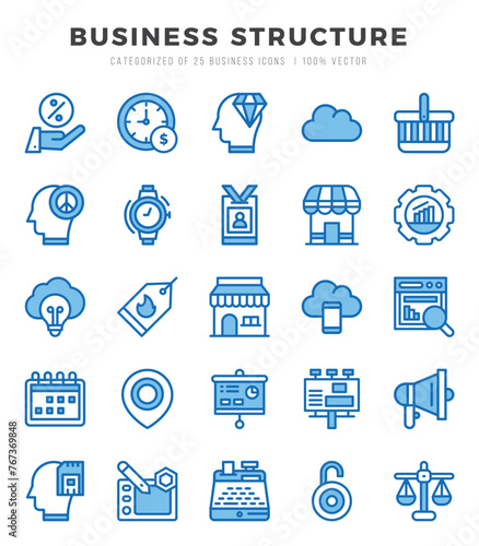 Business Structure icons set. Vector illustration.