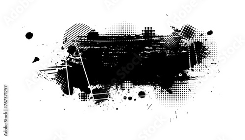 Abstract black blot object. Grunge frame. hand drawing. Not AI. Vector illustration