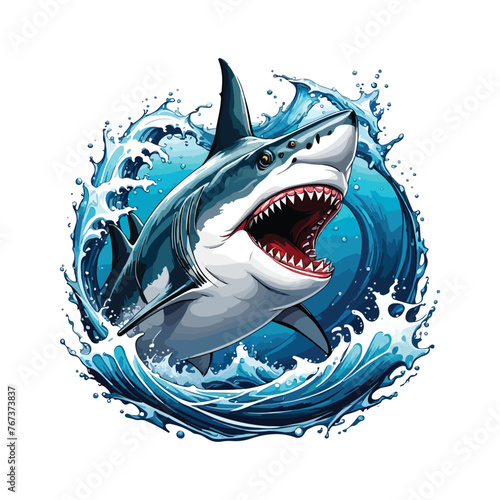 Shark attack banner concept with aggressive shark