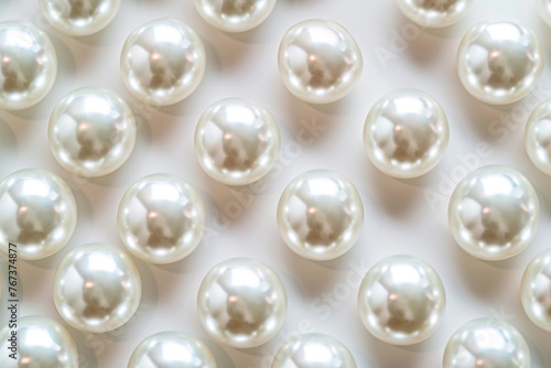 Pearls on the white background, geometric pattern concept
