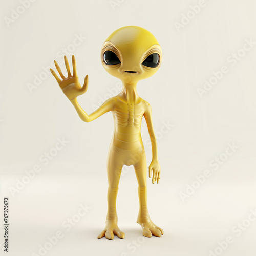 aliens yellow in color and with large black eyes