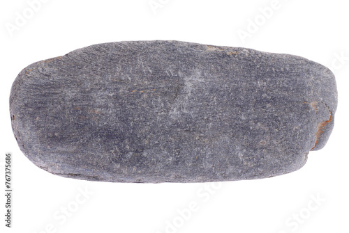Grey gray flat round stone in PNG isolated on transparent background