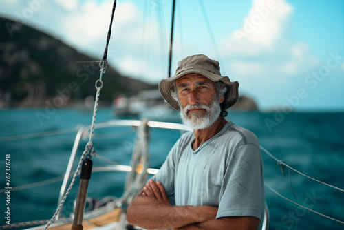 Man Standing on Boat in Ocean