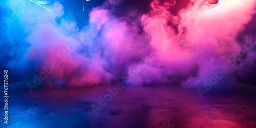 Colorful vape clouds fill a room showcasing a variety of flavors and aromatics in a vibrant vape club setting. Concept Vape Clubs, Flavorful Clouds, Aromatics, Vibrant Setting, Colorful Vibes photo